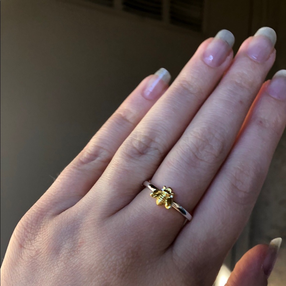 🐝 Two Tone Silver Yellow Gold Bee Ring 🐝 - Picture 5 of 7
